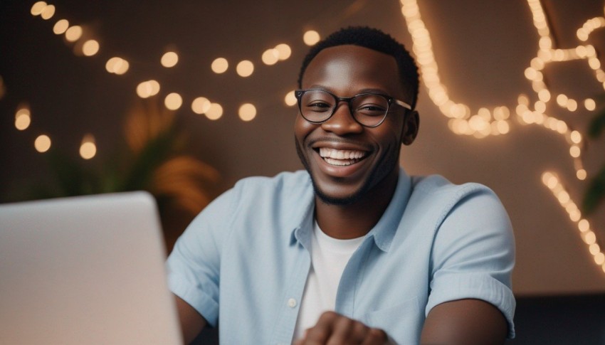 A photo of a happy african customer using sakuraho (11)surfing the web