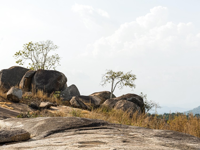 African nature scenery with clear sky rocks