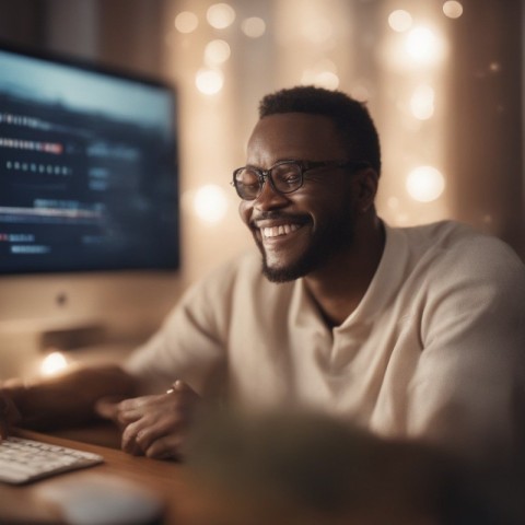 A photo of a happy african customer using sakuraho (10)