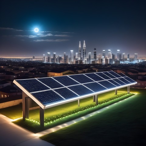 A solar powered ZOLA Electric system illuminating a city